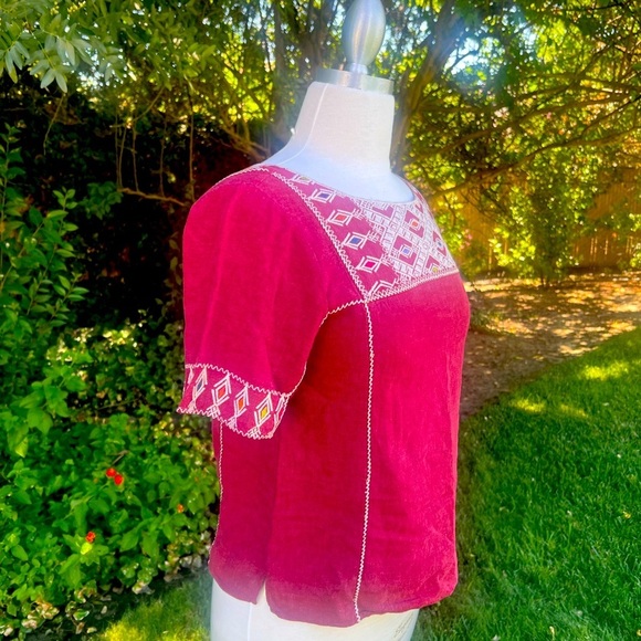 MADEWELL-Embroidered burgundy Women's Top - Picture 3 of 8